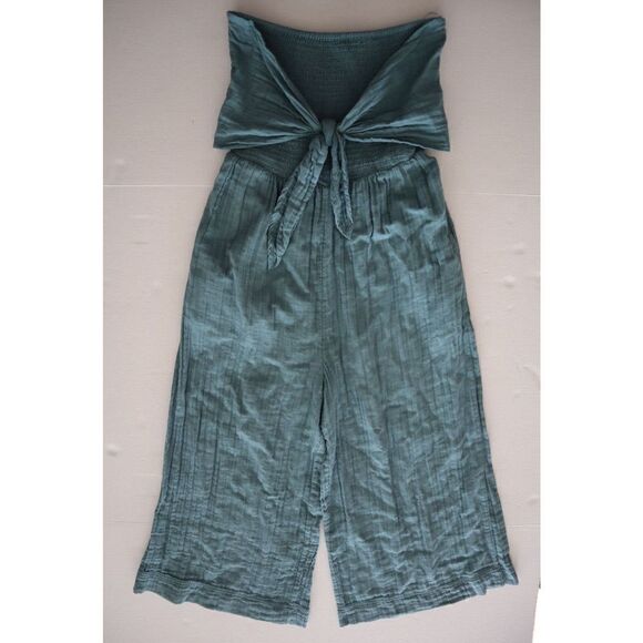 Bishop + Young K3CJS1979 Women Sz M Sea Glass Teal Elva Tie Front Jumpsuit - Picture 1 of 11